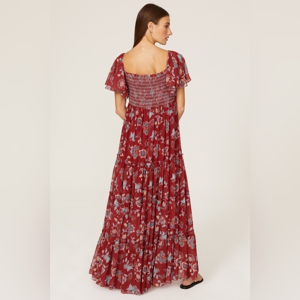 Sachin & Babi Kara maxi dress smock flutter sleeves floral length size 12 - Picture 2 of 11